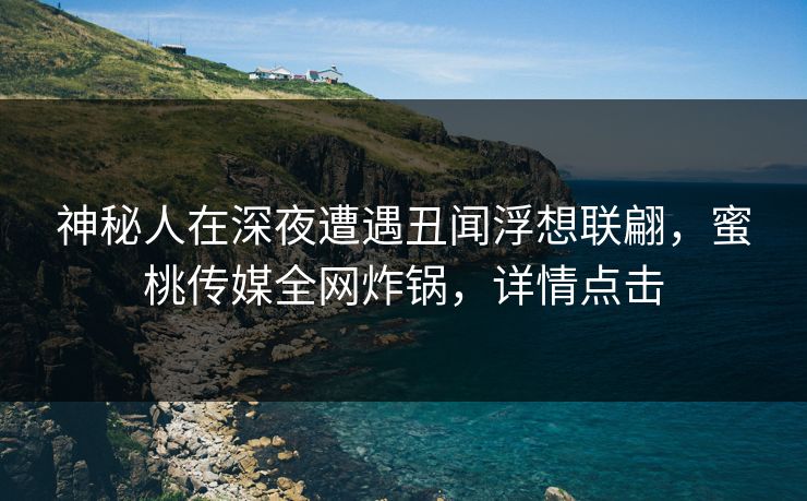 神秘人在深夜遭遇丑闻浮想联翩，蜜桃传媒全网炸锅，详情点击