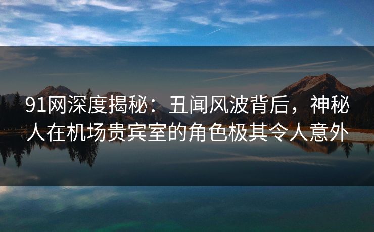 91网深度揭秘:丑闻风波背后,神秘人在机场贵宾室的角色极其令人意外